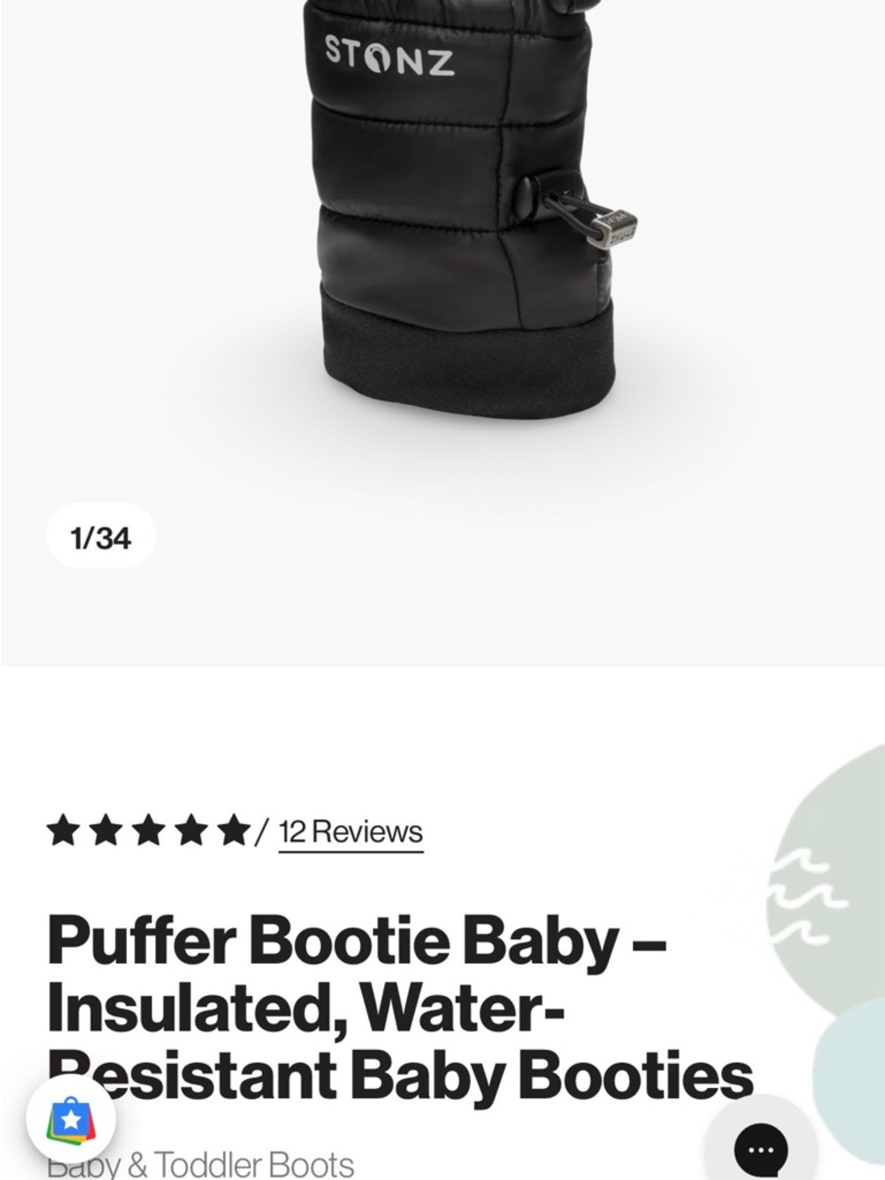 Stonz Black Puffer Baby Booties